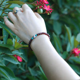 Men's Women Natural AAA Garnet Turquoise Sterling Silver Bracelet with Vintage Bead DiyNotion BR010