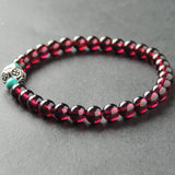 Men's Women Natural AAA Garnet Turquoise Sterling Silver Bracelet with Vintage Bead DiyNotion BR010