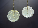 Vintage White Mother of Pearl Button Earrings, Carved MOP, Handmade Antique Brass Ear Wires, Simple Button Earrings, MOP Earrings, MPE117