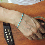 Men's Women 3mm Blue Turquoise 925 Sterling Silver Bracelet Gemstone DiyNotion Handmade BR880