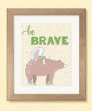 Bunny Nursery Wall Art Be Brave, Bear and Bunny Print, Printable Wall Art INSTANT DOWNLOAD, Nursery Print, Bear Nursery, Baby's Room Decor