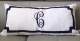 Long Lumbar Oblong Pillows, Bedroom Decor, Monogram Lumbar Pillows, Personalized white Monogram Throw Pillow Cover 12"x 24"