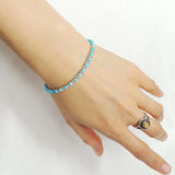 Men's Women 3mm Blue Turquoise 925 Sterling Silver Bracelet Gemstone DiyNotion Handmade BR883