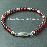 Men's Women Garnet Sterling Silver Bracelet Natural AAA Gemstone DiyNotion Handmade BR884