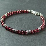 Men's Women Garnet Sterling Silver Bracelet Natural AAA Gemstone DiyNotion Handmade BR884