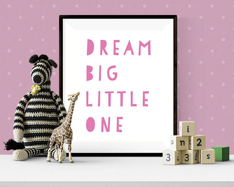 Nursery Decor, Dream Big Little One, Nursery Wall Art, Printable Wall Art INSTANT DOWNLOAD, 3 Sizes, Baby's Room Decor Pink Nursery, 11 x 14