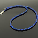 Men's Women Lapis Lazuli 925 Sterling Silver Necklace Seamless Beads & Clasp DiyNotion Handmade NK138