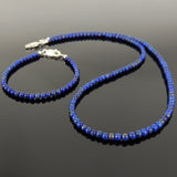 Men's Women Lapis Lazuli 925 Sterling Silver Necklace Bracelet Set DiyNotion Handmade NK138_BR508