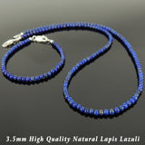 Men's Women Lapis Lazuli 925 Sterling Silver Necklace Bracelet Set DiyNotion Handmade NK138_BR508