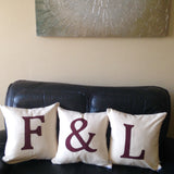 30% OFF Wedding Personalized Gifts, Alphabet Pillows, Newly Wed Gifts, Letter Monogram Pillows, gifts, Couples Gift