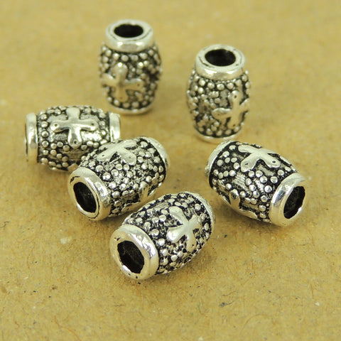 6 PCS 925 Sterling Silver Cross Barrel Beads Vintage WSP446X6 Wholesale: See Discount Coupons in Item Details