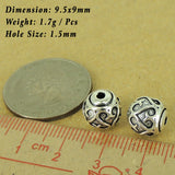 2 PCS 925 Sterling Silver Love Heart Sign Beads Vintage WSP449X2 Wholesale: See Discount Coupons in Item Details