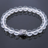 Men's Women White Crystal Tibetan Silver Bracelet Sakyamuni Buddha Yoga Mala DiyNotion Handmade T196