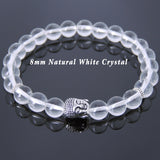 Men's Women White Crystal Tibetan Silver Bracelet Sakyamuni Buddha Yoga Mala DiyNotion Handmade T196