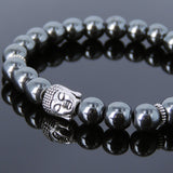 Men's Women Lava Rock Hematite Tibetan Silver Bracelet Sakyamuni Buddha Yoga Mala DiyNotion Handmade T195