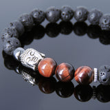 Men's Women Lava Rock Tiger Eye Hematite Tibetan Silver Bracelet Sakyamuni Buddha Yoga Mala DiyNotion Handmade T201