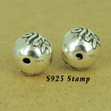 2 PCS 925 Stamp Sterling Silver Beads OM Buddhism Vintage Jewelry Making Wholesale Retail WSP469X2