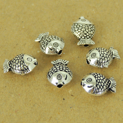 6 PCS 925 Sterling Silver Lucky Fish Beads Vintage Jewelry Making WSP471X6 Wholesale: See Discount Coupons in Item Details