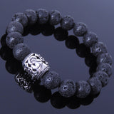 Men's Women Lava Rock 925 Sterling Silver Bracelet DiyNotion Handmade BR003M