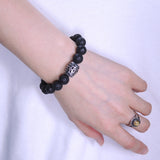 Men's Women Lava Rock 925 Sterling Silver Bracelet DiyNotion Handmade BR003M
