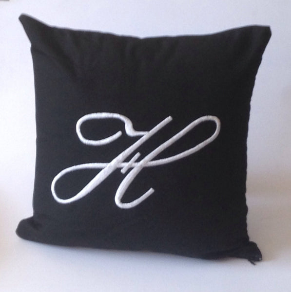 Black Outdoor pillows, Patio Outdoor/Indoor Monogrammed pillow cover, Patio Throw Pillows, Spa Pillows