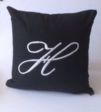 Black Outdoor pillows, Patio Outdoor/Indoor Monogrammed pillow cover, Patio Throw Pillows, Spa Pillows