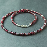 Handmade Men's Women AAA Garnet 925 Sterling Silver Necklace Gemstone with Beads and Clasp DiyNoion NK141