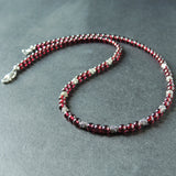 Handmade Men's Women AAA Garnet 925 Sterling Silver Necklace Gemstone with Beads and Clasp DiyNoion NK141