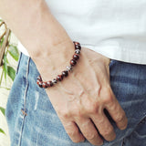 Men's Women Bracelet with Red Tiger Eye Sterling Silver Cross Beads DiyNotion Handmade BR739