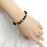 Men's Women Bracelet with Brown Blue Tiger Eye Sterling Silver Cross Beads DiyNotion Handmae BR741