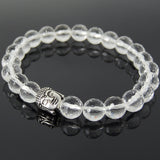 Men's Women White Crystal 925 Sterling Silver Bracelet Buddha Head Bead DiyNotion Handmade BR886