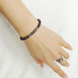Men's Women Garnet Sterling Silver Bracelet Gemstone 925 Stamp Lucky Charm DiyNotion Handmade BR887