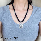 Men's Women Matte Black Onyx Hematite Sterling Silver Guanyin Pendant Necklace Gemstone 925 Spacers Clasp DiyNotion Handmade NK130