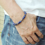 Men's Women Bracelet with Natural Lapis Lazuli Sterling Silver Cross Beads DiyNotion Handmae BR742