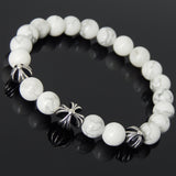 Men's Women Bracelet with White Howlite Sterling Silver Cross Beads DiyNotion Handmae BR744