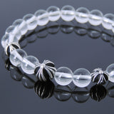 Men's Women Bracelet with White Crystal Sterling Silver Cross Beads DiyNotion Handmae BR745