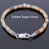 Men's Women Jasper Stone Bracelet 925 Sterling Silver Cross Bead DiyNotion Handmade BR551