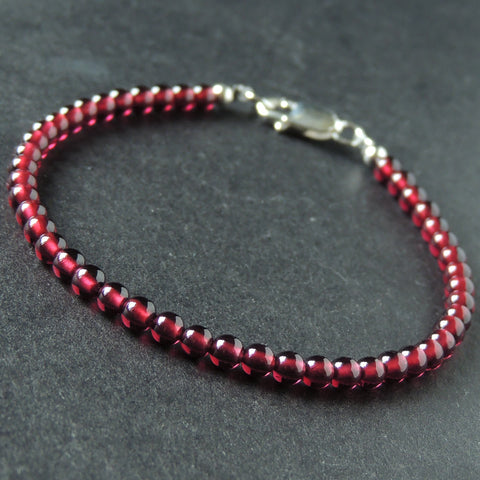 Men's Women Garnet Sterling Silver Bracelet Natural AAAA Gemstone DiyNotion Handmade BR888