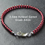 Men's Women Garnet Sterling Silver Bracelet Natural AAAA Gemstone DiyNotion Handmade BR888