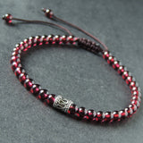 Men's Women AAA Garnet Adjustable Braided Bracelet 925 Sterling Silver Bead DiyNotion Handmade BR889