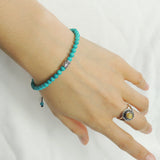 Men's Women Enhanced Turquoise Adjustable Braided Bracelet 925 Sterling Silver Bead DiyNotion BR891