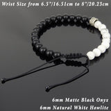Men's Women White Howlite Matte Black Onyx Adjustable Braided Bracelet 925 Sterling Silver Cross Spacers DiyNotion BR893