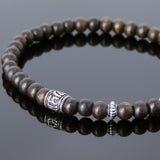 Men's Women Agarwood 925 Sterling Silver OM Bracelet Yoga Mala DiyNotion Handmade BR218