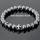 Men's Women Bracelet with Hematite Sterling Silver Cross Beads DiyNotion Handmae BR747