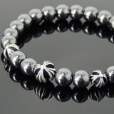 Men's Women Bracelet with Hematite Sterling Silver Cross Beads DiyNotion Handmae BR747