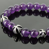 Men's Women Bracelet with Amethyst Sterling Silver Cross Beads DiyNotion Handmae BR748