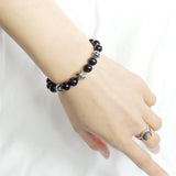 Men's Women Bracelet with Blue Tiger Eye Sterling Silver Cross Beads DiyNotion Handmae BR749