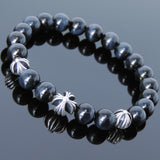 Men's Women Bracelet with Blue Tiger Eye Sterling Silver Cross Beads DiyNotion Handmae BR749