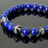 Men's Women Bracelet with Natural High Quality Lapis Sterling Silver Cross Beads DiyNotion Handmae BR750