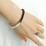 Men's Women White Howlite Blue Tiger Eye Adjustable Braided Bracelet 925 Sterling Silver Cross Spacers DiyNotion BR894